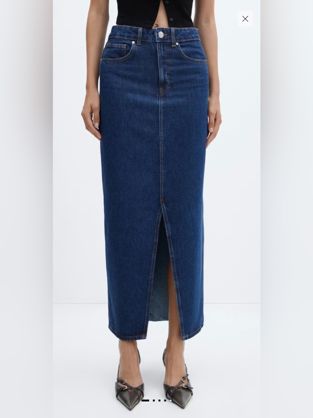 Mango Slit Denim Skirt - XXS